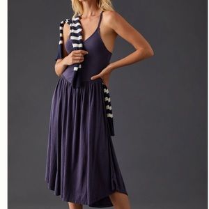 Beautiful Sundry size 1/S cris cross strap yoke waist NAVY dress super feminine!